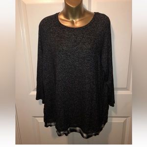 Como Vintage Size Large Black Pull Over Sweater Top Tunic Layered Plaid